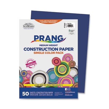 Pacon SunWorks, CONSTRUCTION PAPER, 58LB, 9 X 12, BRIGHT BLUE, 50PK 7503